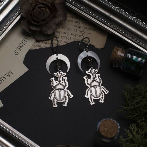 boucles d'oreilles scarabée en acier inoxydable