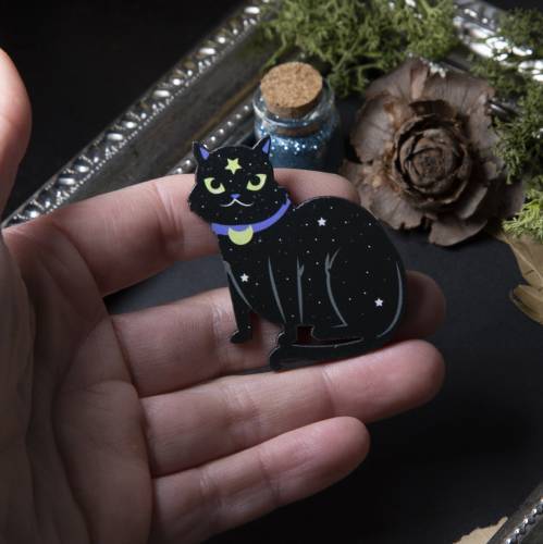 broche chat noir - ésotérique