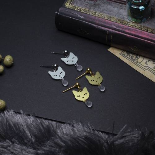 puces d'oreilles chats en acier inoxydable