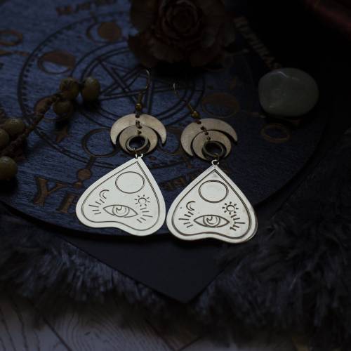 boucles d'oreilles ouija  en laiton - gothique - ésotérique