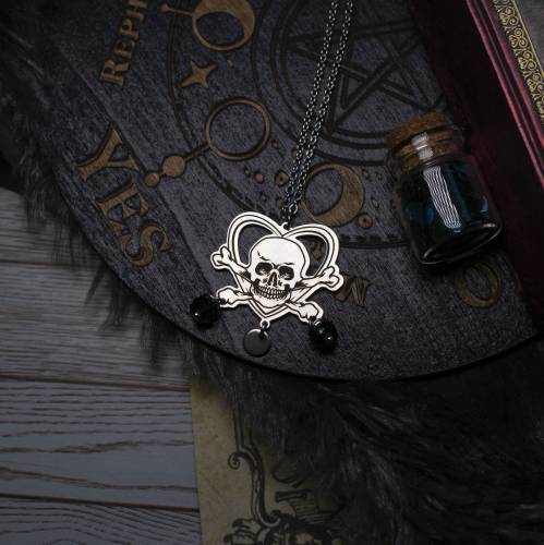 ras-de-cou pendentif tête de mort  en acier inoxydable