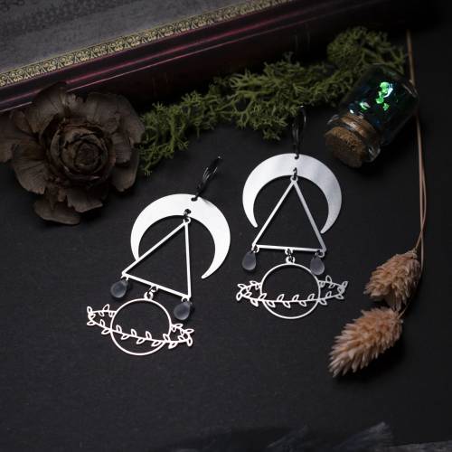 boucles d'oreilles planète en acier inoxydable