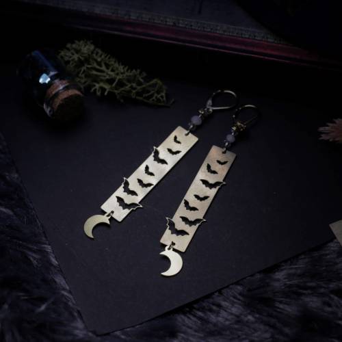 boucles d'oreilles chauve-souris  en laiton