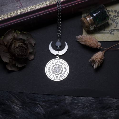 collier pendentif astrologie en acier inoxydable