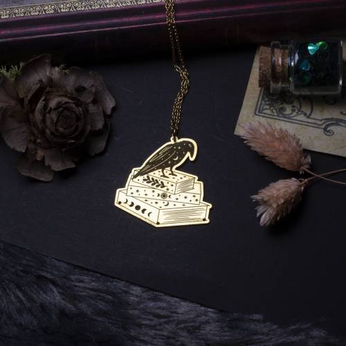 collier pendentif corbeau en laiton