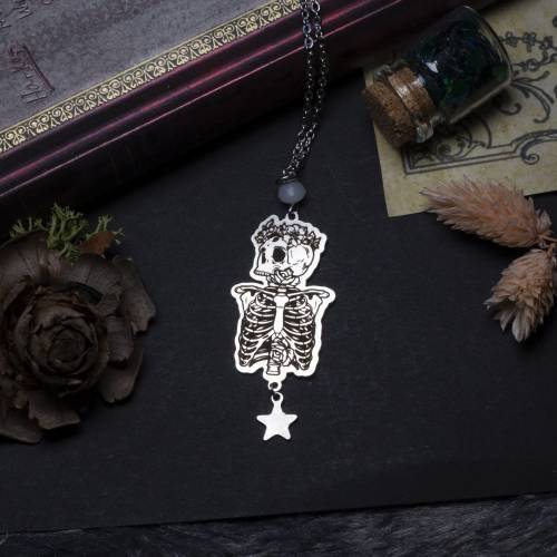 ras-de-cou pendentif squelette - gothique  en acier inoxydable