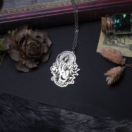 collier pendentif main en acier inoxydable