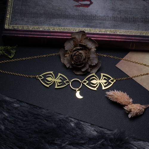 ras-de-cou pendentif araignée en laiton