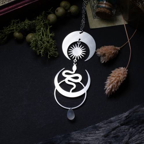 collier pendentif serpent en acier inoxydable