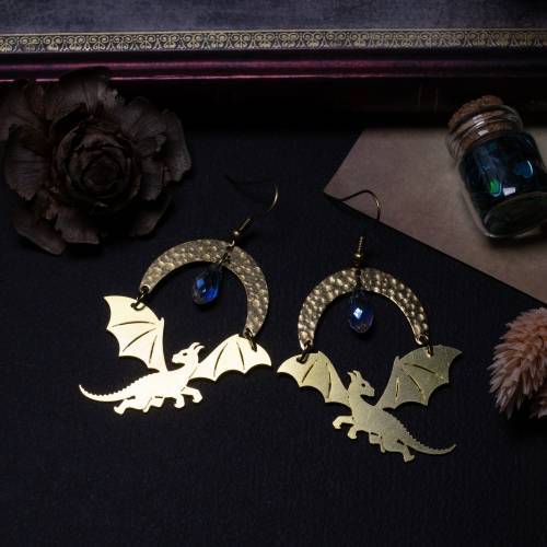 boucles d'oreilles gargouilles - dragons en laiton
