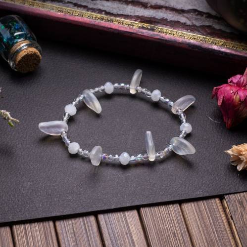 Double bracelets élastiques en perle de verre - feuilles