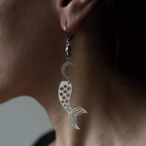 boucles d'oreilles sirène en acier inoxydable