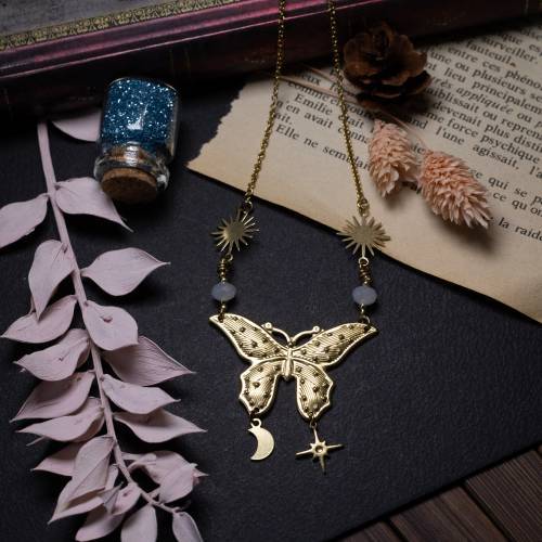 collier ras-de-cou papillon romantique - féerique