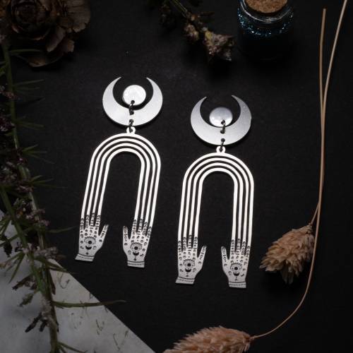 boucles d'oreilles puces d'oreilles  main en acier inoxydable