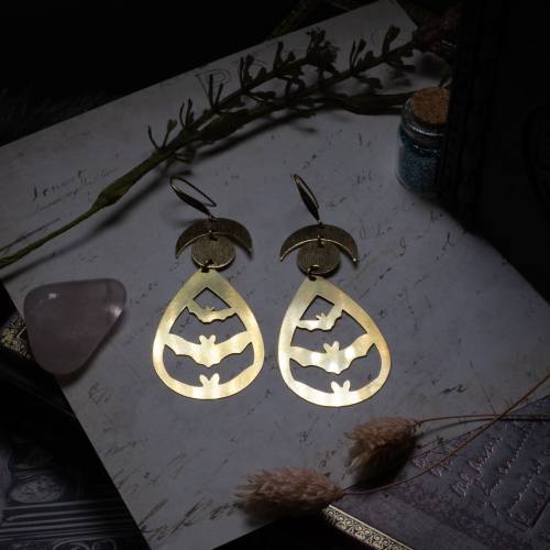 boucles d'oreilles chauve-souris  en laiton