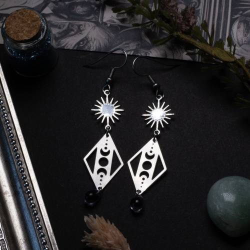 boucle d'oreille triple lune en acier inoxydable