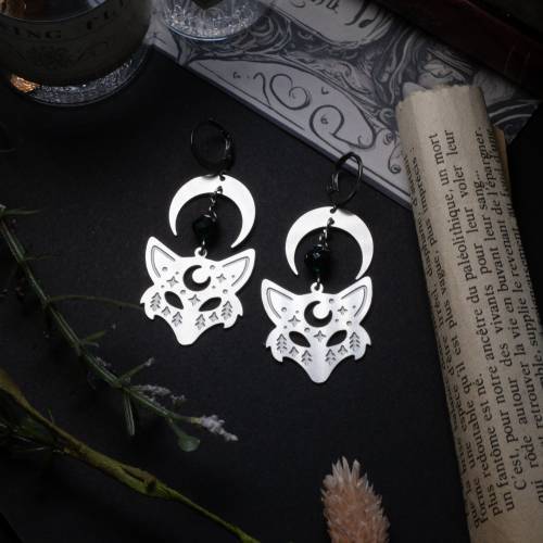 boucles d'oreilles renard en acier inoxydable