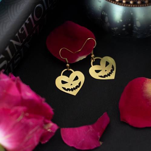 boucle d’oreille Boucles d’oreilles cœur gothique avec sourire effrayant style creepy