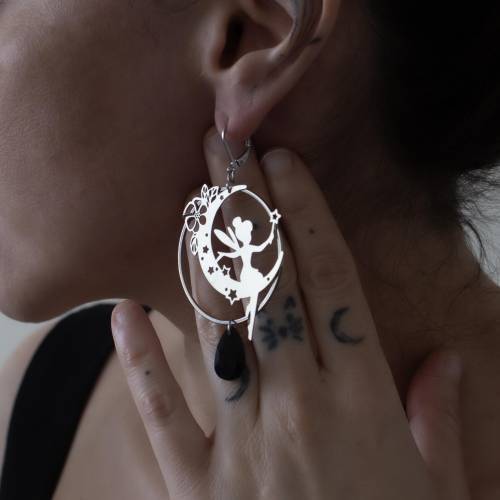 boucle d'oreille créoles fée méchante acier inoxydable