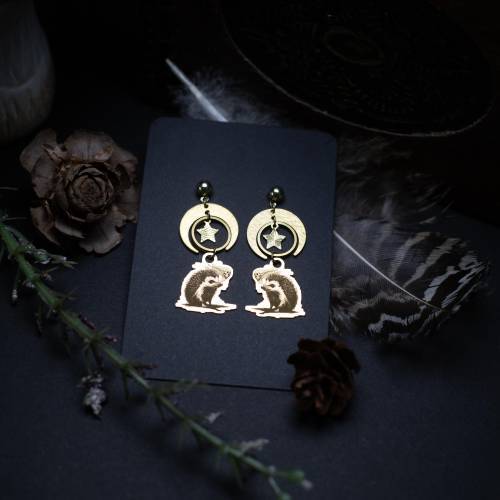 Épine Spectrale – Boucles d’Oreilles Hérisson & Fantôme | Bijoux Fantaisie gothique poétique