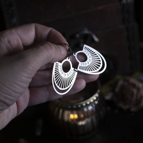 boucles d'oreilles phase de la lune en acier inoxydable