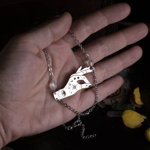 collier choker main en acier inoxydable