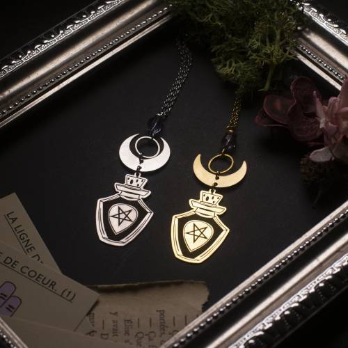 collier pendentif  fiole magique - pentagramme