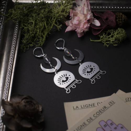 boucles d'oreilles boule de cristal  en acier inoxydable