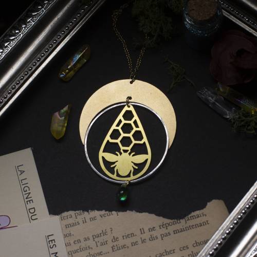 collier pendentif abeille en laiton